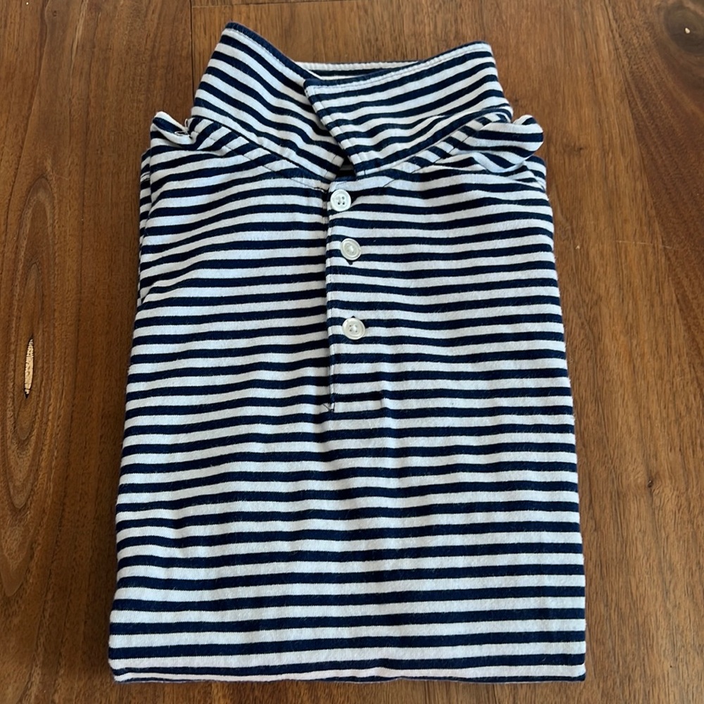 Oscar de La Renta Blue and White Stripped Polo 16y